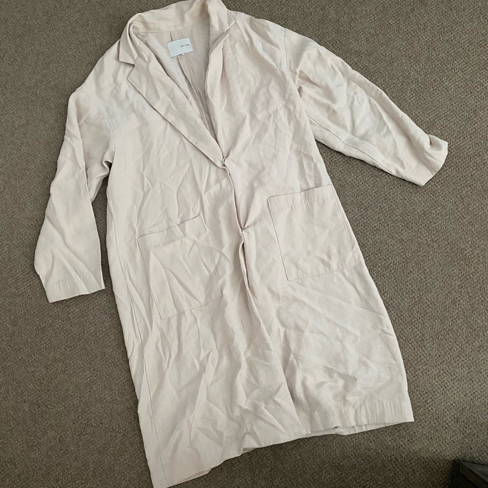 Oak + Fort Linen Trench Coat Blazer